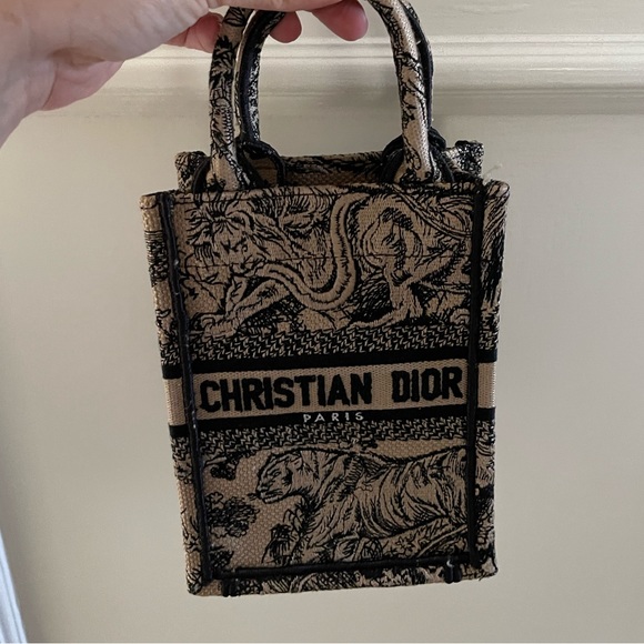 Christian Dior Toile de Jouy Reverse Embroidered Mini Book Tote Phone Bag - Picture 3 of 10